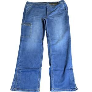 Denim & Co. Adaptive Comfy Knit Patch Pocket Jean, Medium Wash, Size XL, NWT